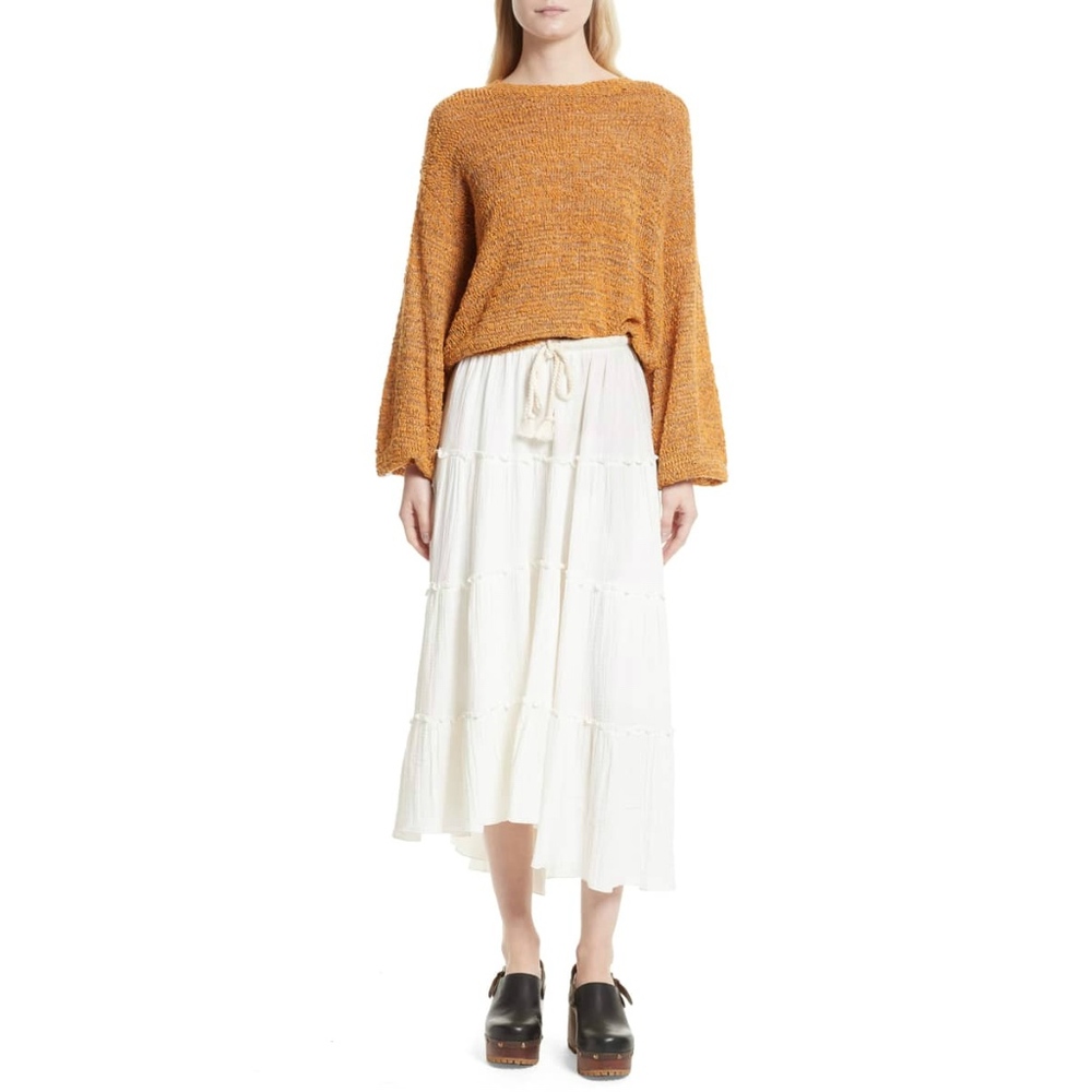 See By Chloé Ruffled Cream Maxi Prairie Skirt M - Picture 6 of 10